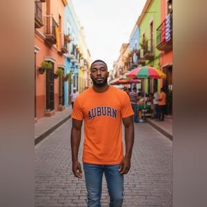 Vintage Orange Port & Company Auburn University T-Shirt Size XL